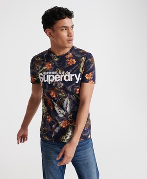 Superdry Super 5's Férfi Pólók Sötétkék | TAWFK2641